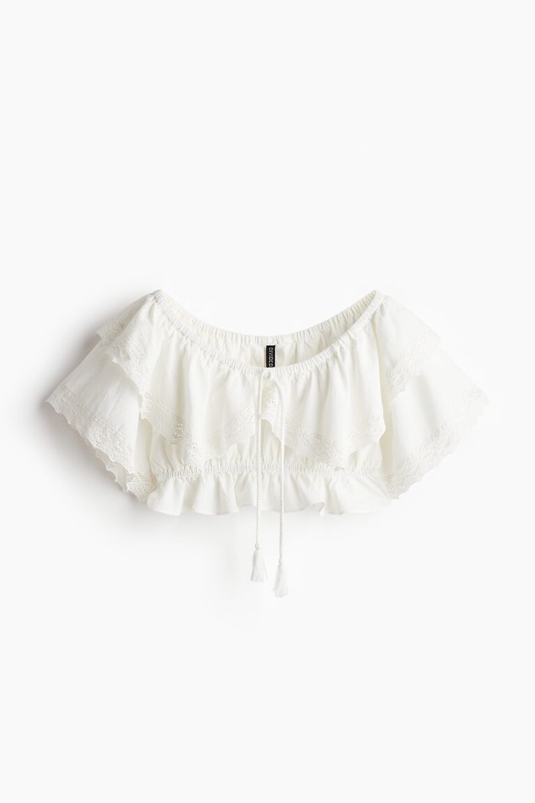 Lace-trimmed crop top