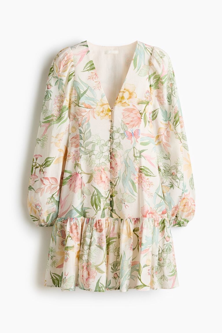 Balloon-sleeved tunic dress