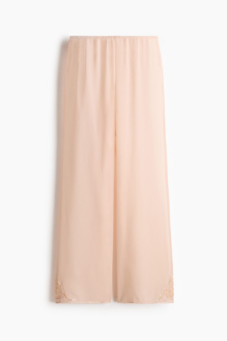 Straight bead-detail trousers