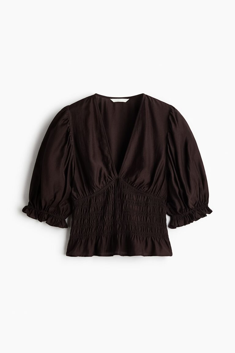 Smocked-waist blouse