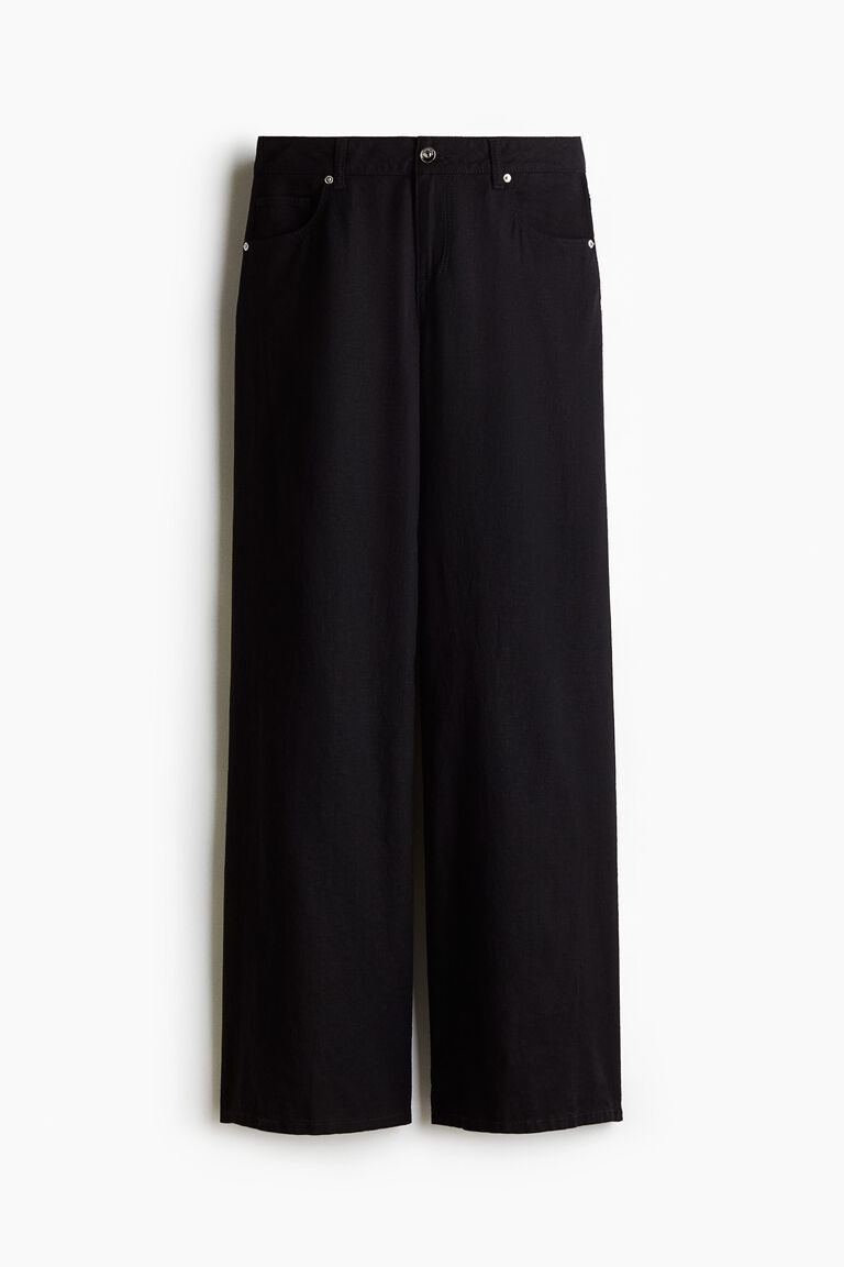Wide linen-blend trousers