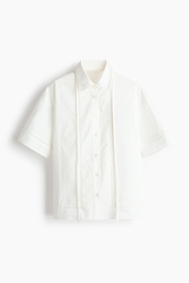 Tie-detail cotton shirt