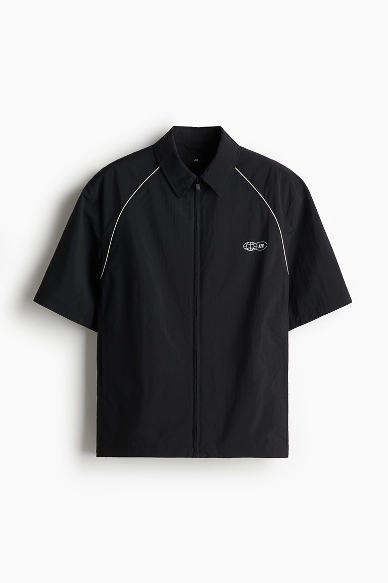 Loose Fit Zip-through nylon shirt