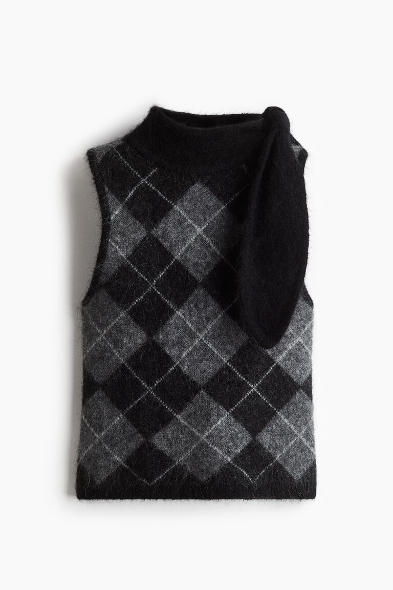 Mohair-blend scarf-collar top