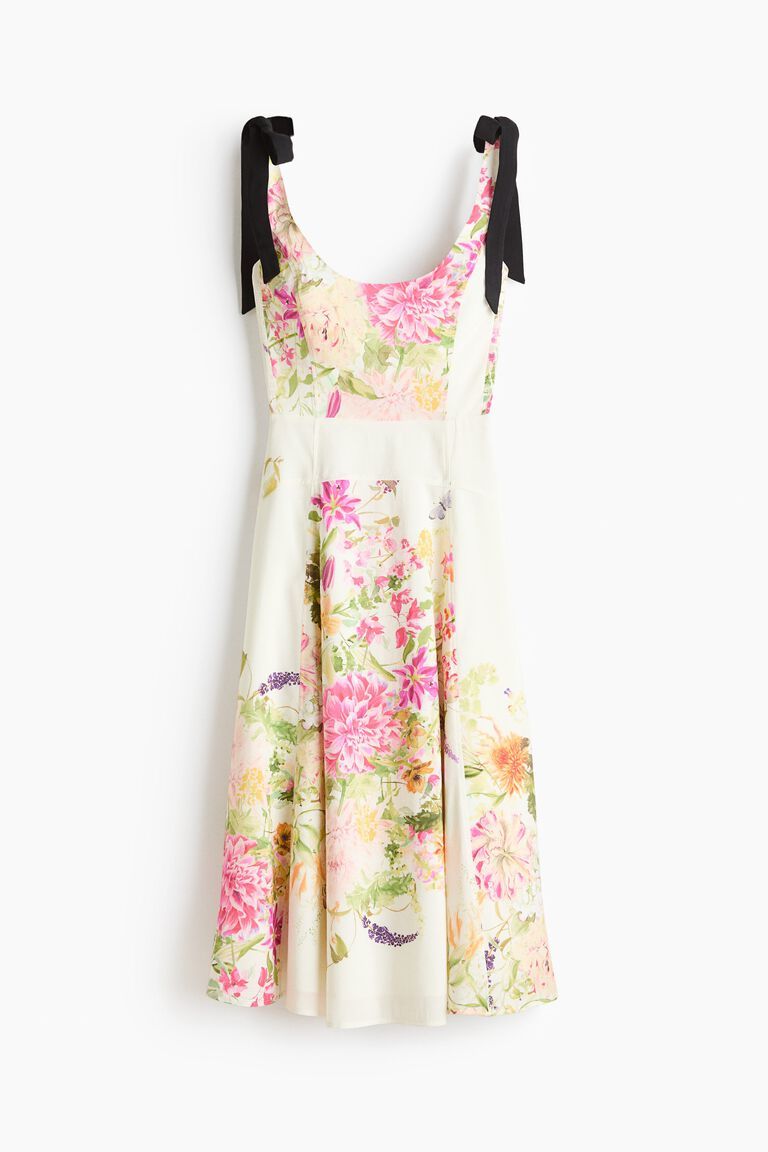 Flared-skirt tie-strap dress