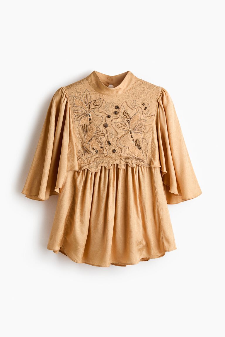Embroidered jacquard blouse