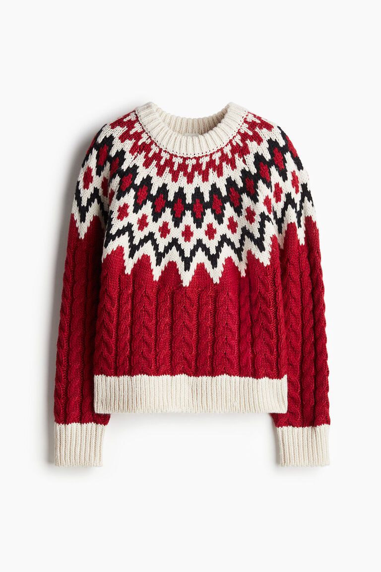Mixed-knit jumper