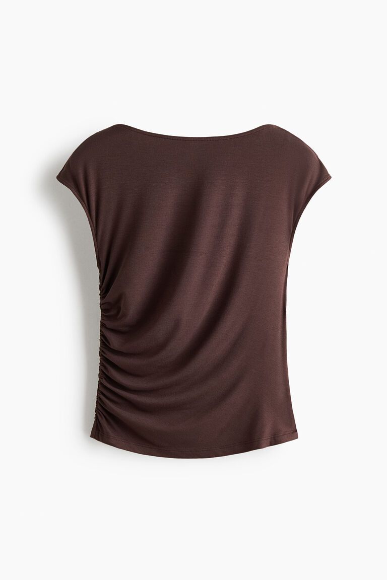 Draped cap-sleeved top
