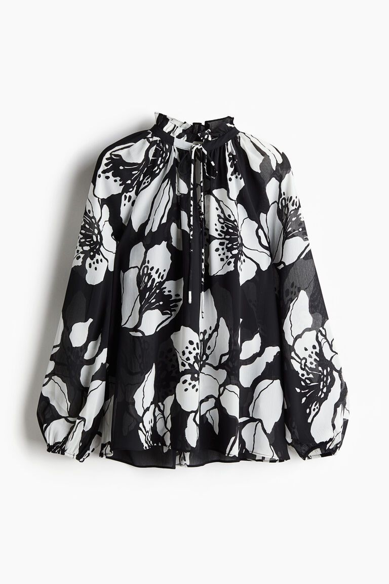 Crinkled chiffon blouse