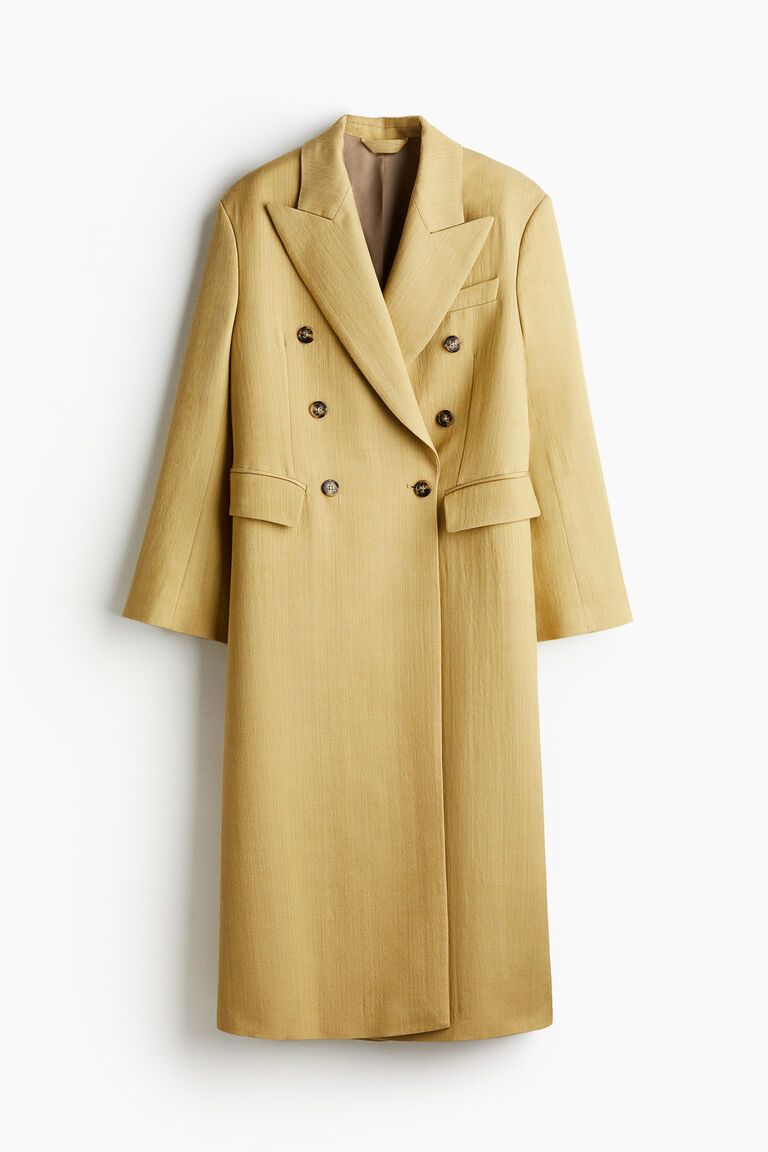 Wool-blend double-breasted coat