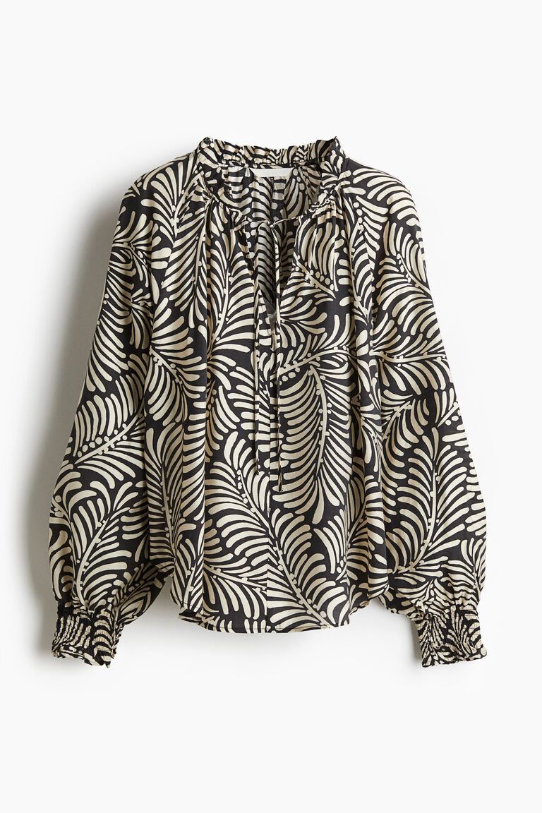 Oversized tie-neck blouse