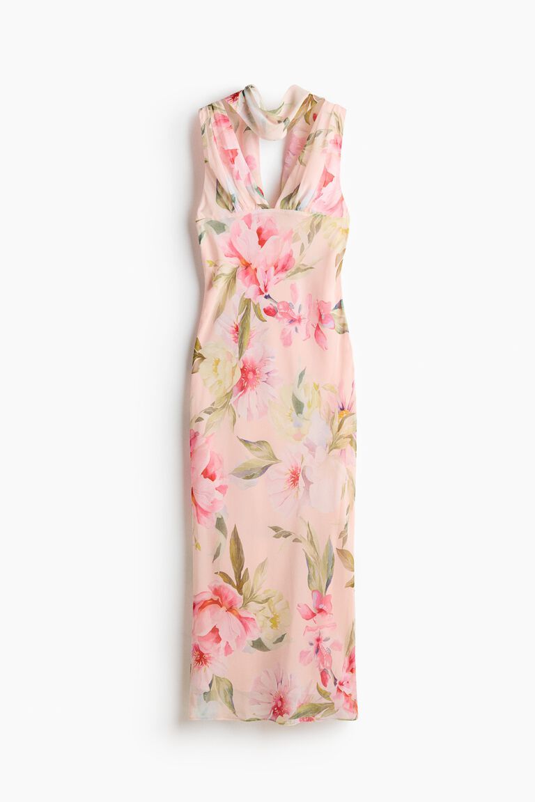 Scarf-detail chiffon dress
