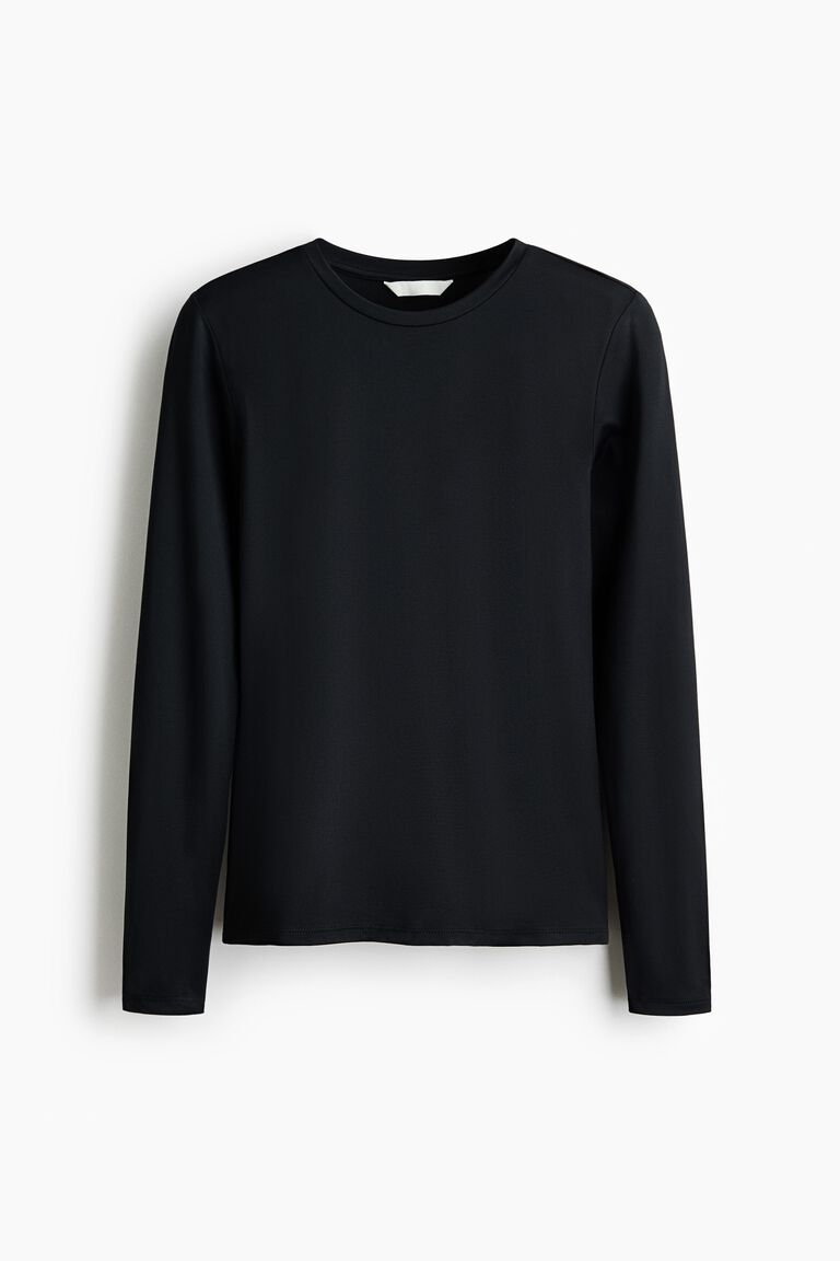 Long-sleeved microfibre top
