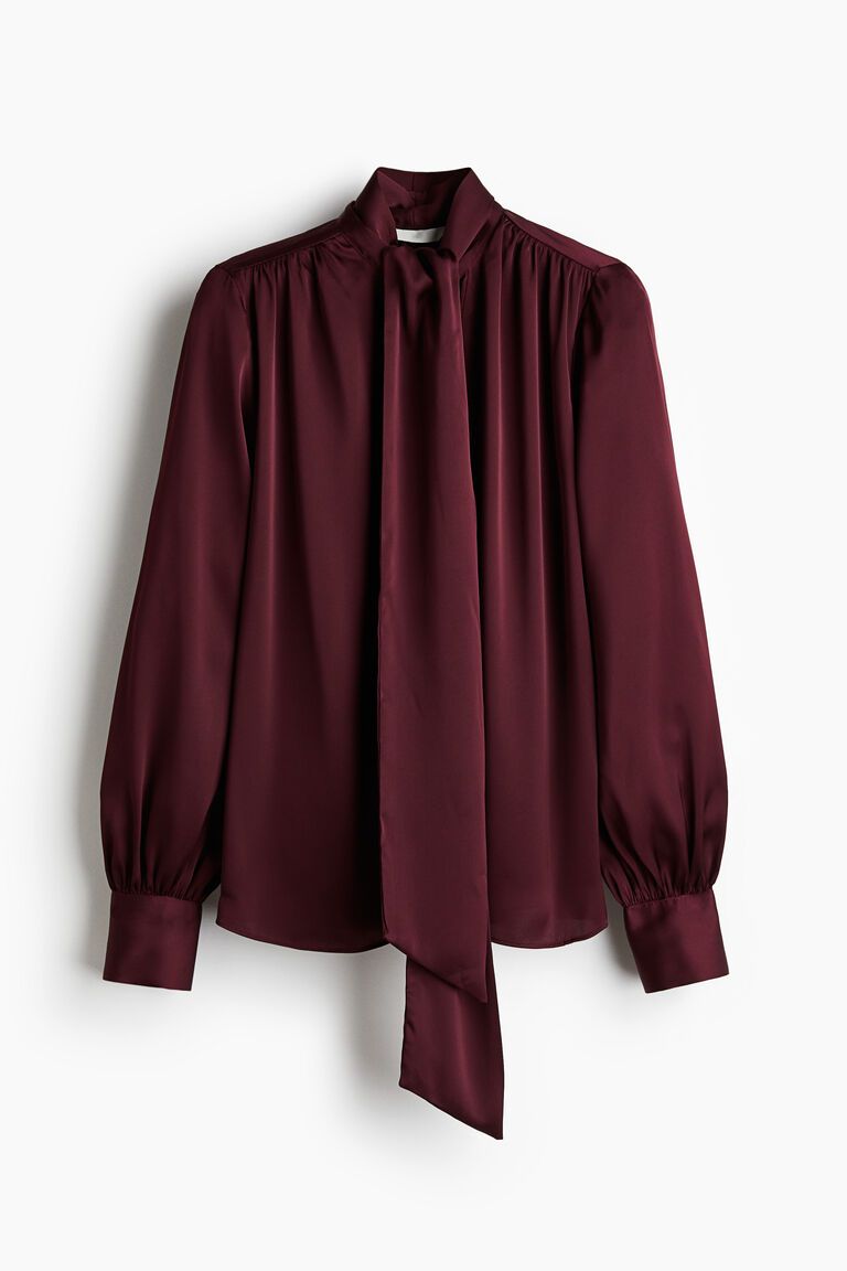 Tie-neck chiffon blouse