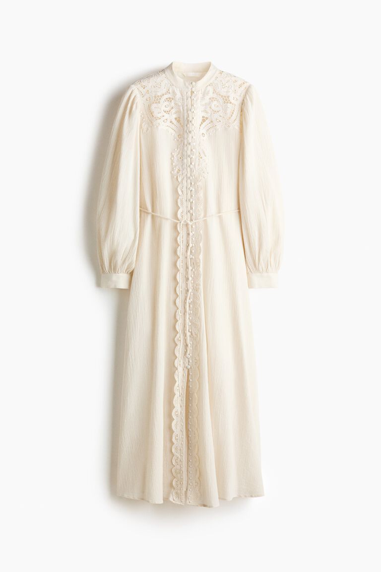 Lace-detail cotton dress