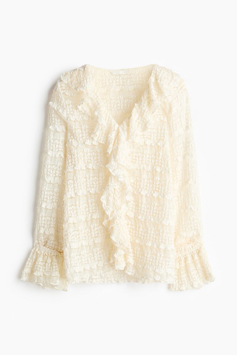 Lace-look jersey blouse
