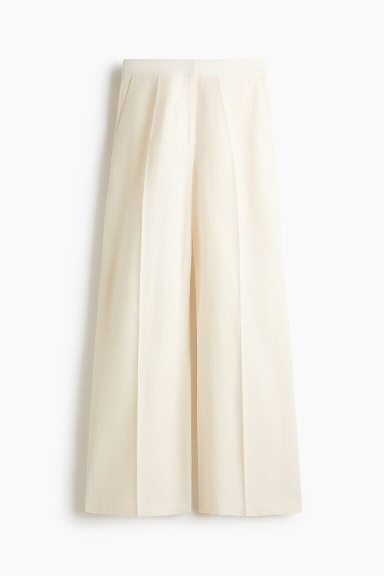 Wide linen-blend trousers