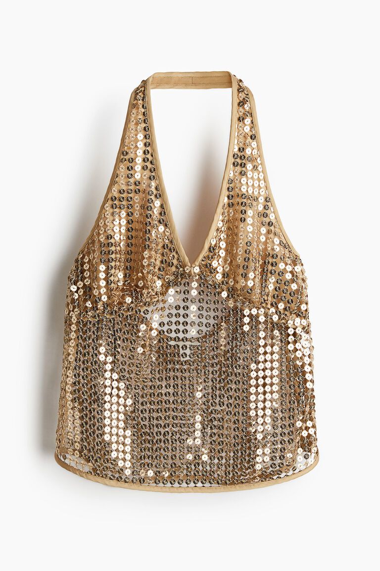 Sequined halterneck top