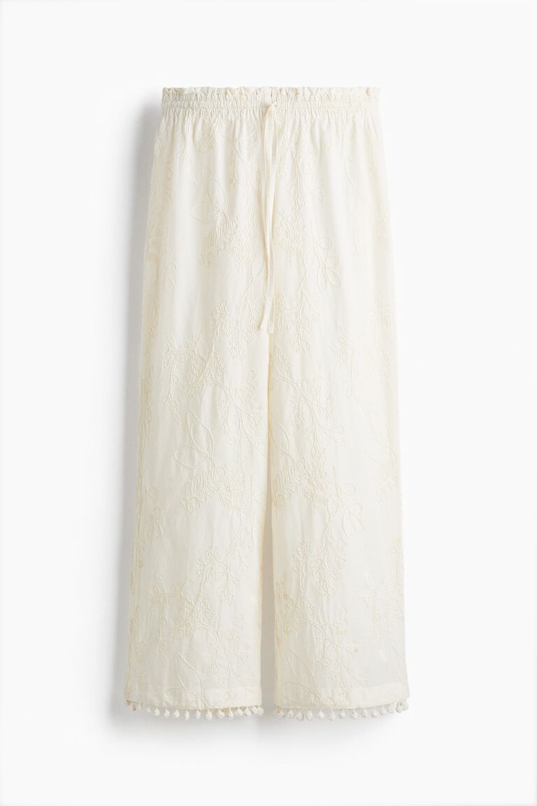Embroidered drawstring trousers