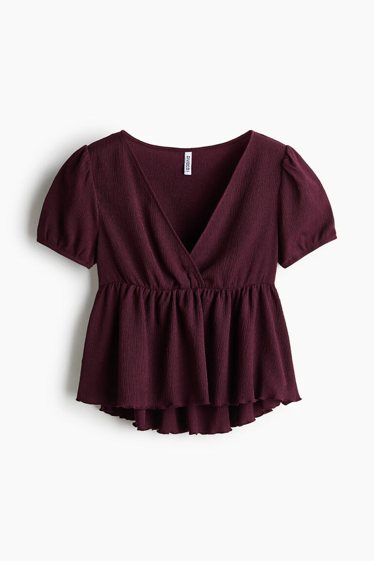 Crinkled jersey top