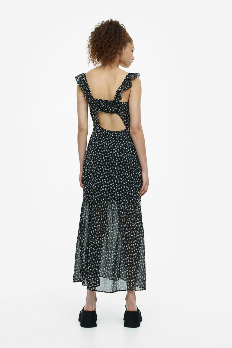 Open-backed chiffon dress
