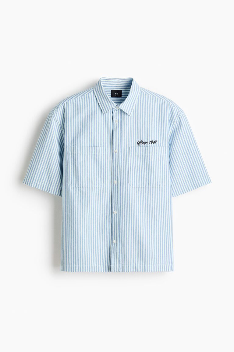 Relaxed Fit Embroidered-motif cotton shirt
