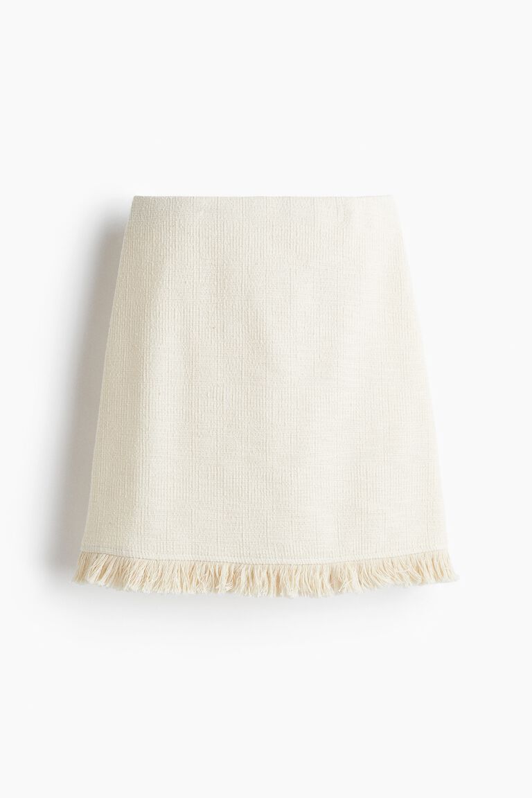 Fringed bouclé skirt