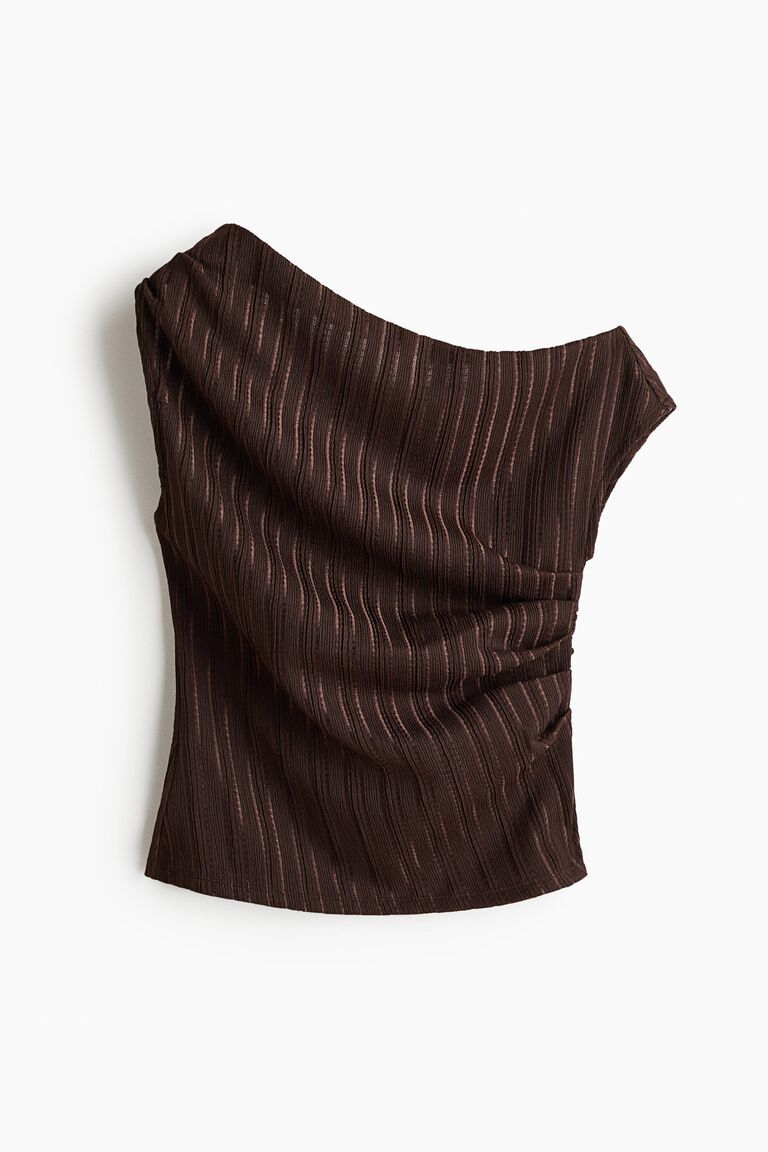 Textured one-shoulder top