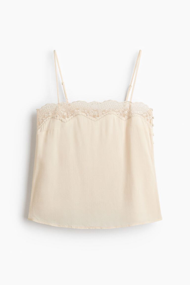Lace-trimmed strappy top