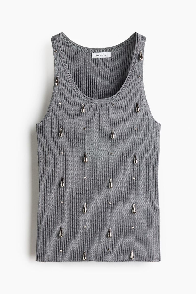 Bead-embellished vest top