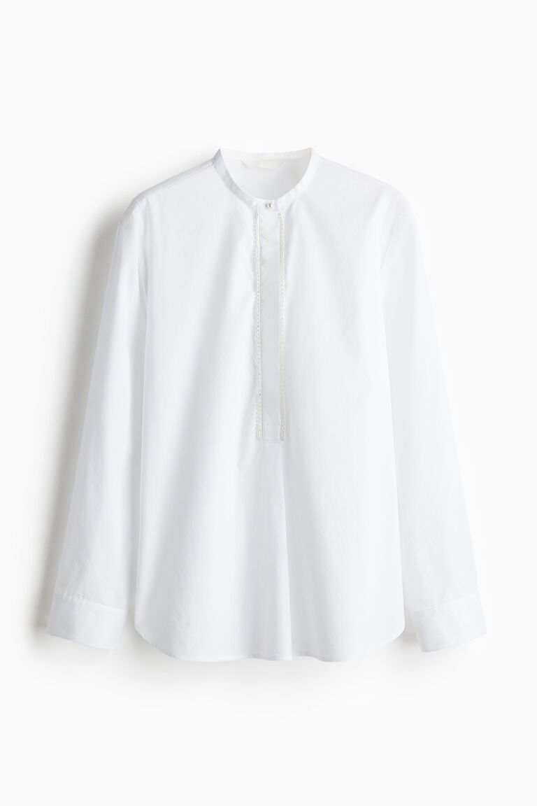 Bead-embellished poplin blouse