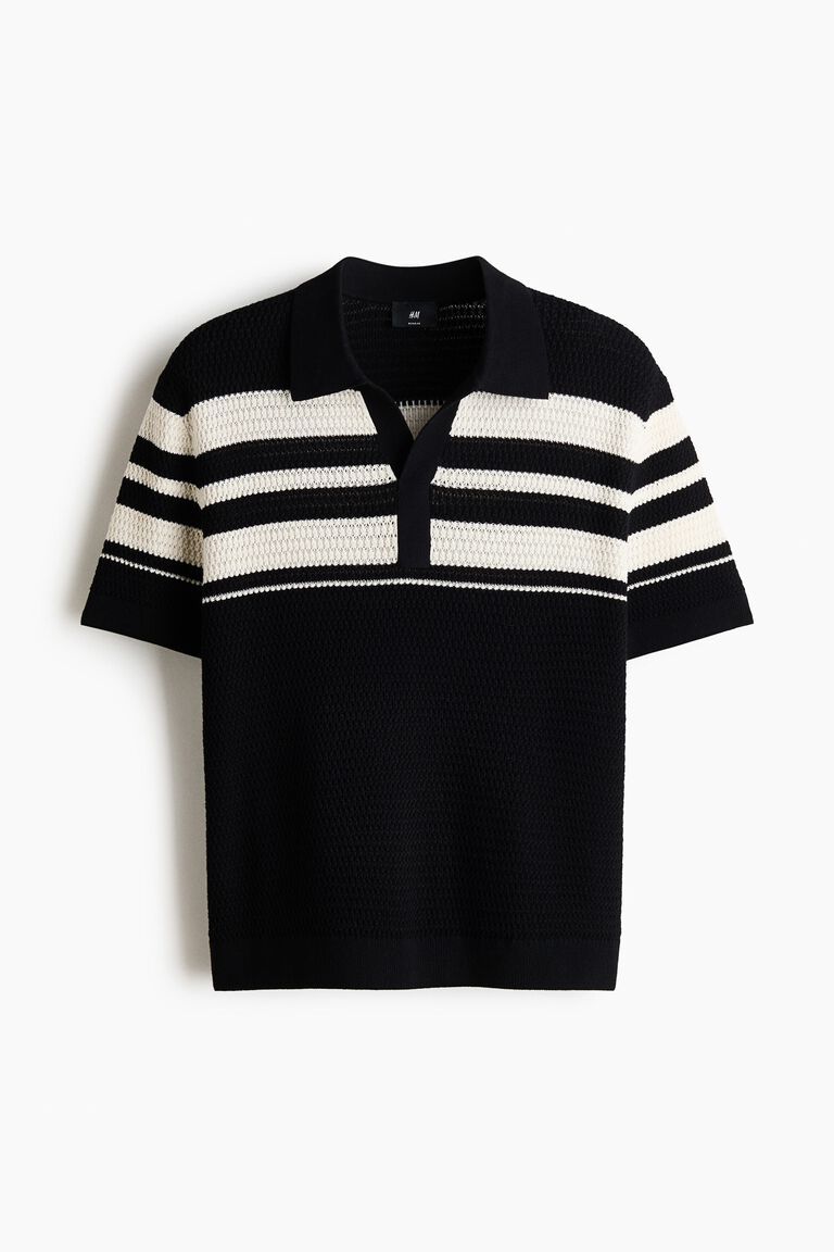 Regular Fit Pointelle-knit polo shirt