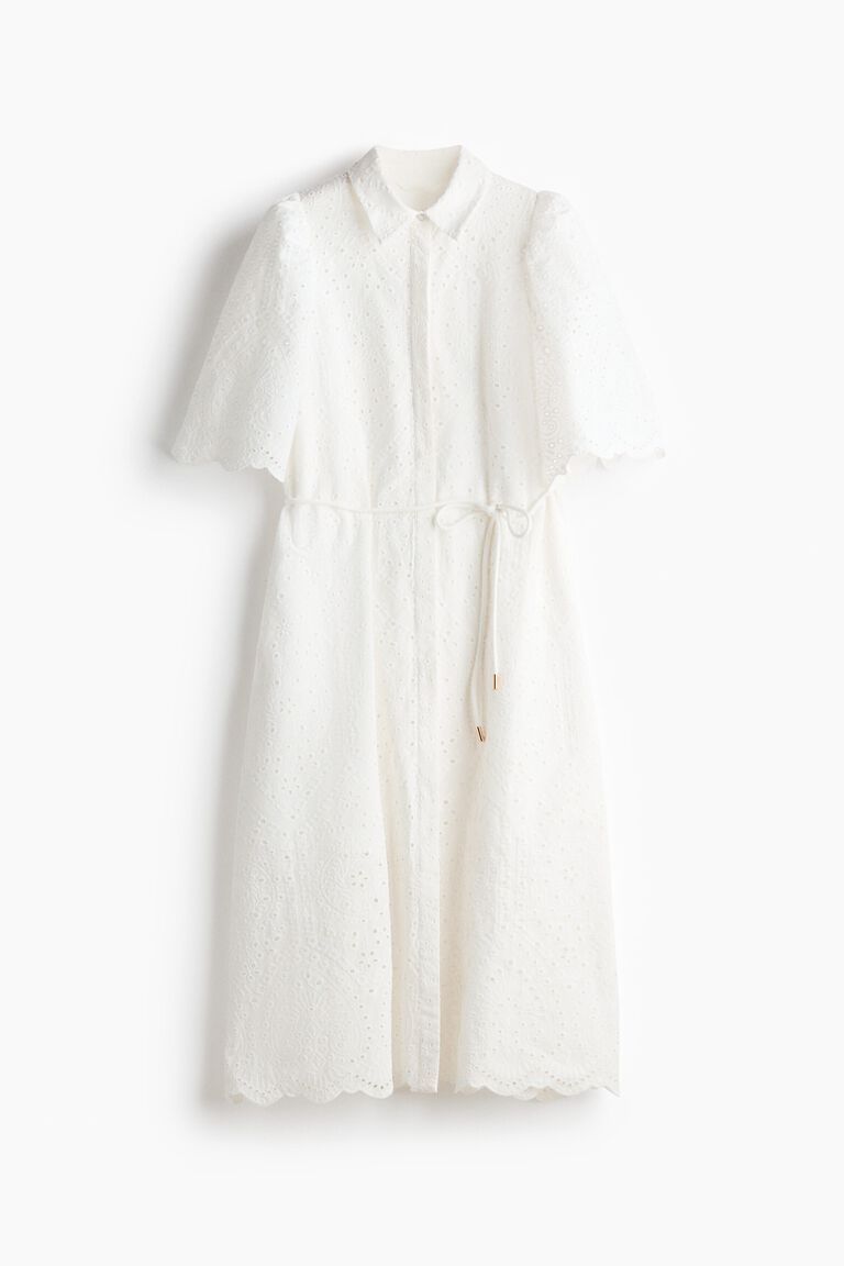 Broderie-anglaise cotton shirt dress