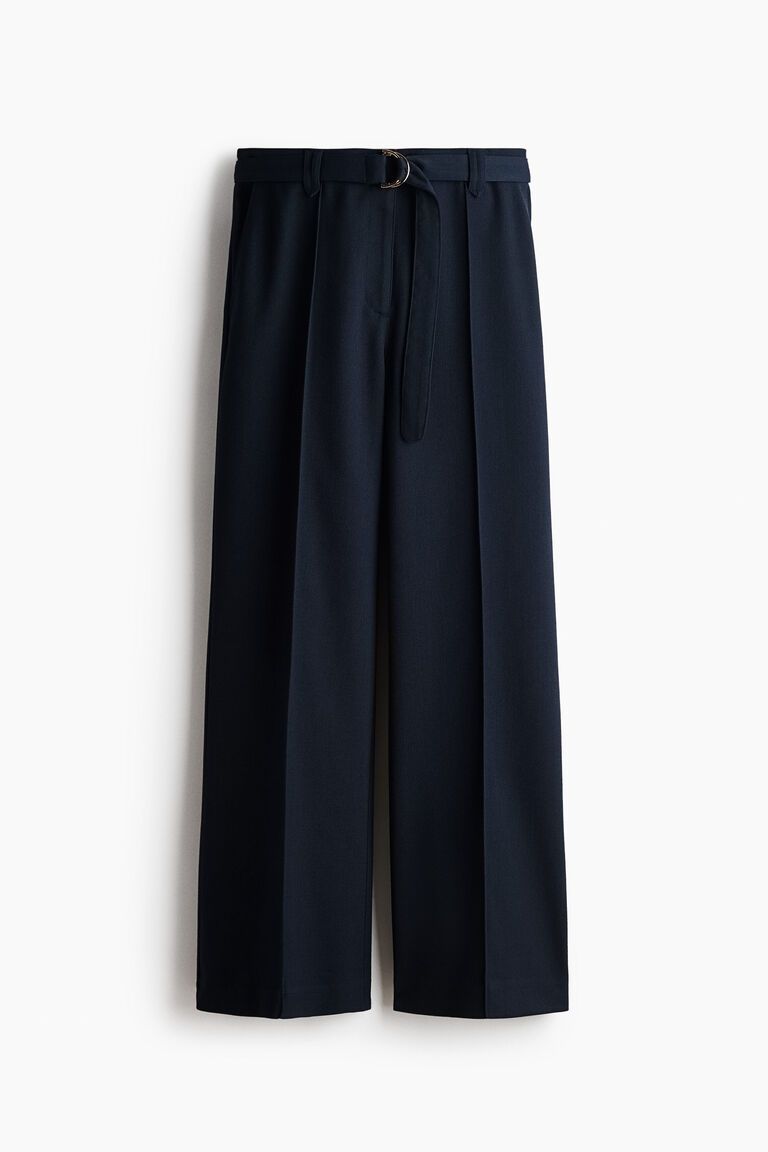 Flared belted trousers