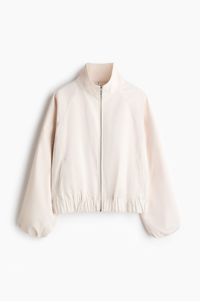 Balloon-sleeved satin jacket