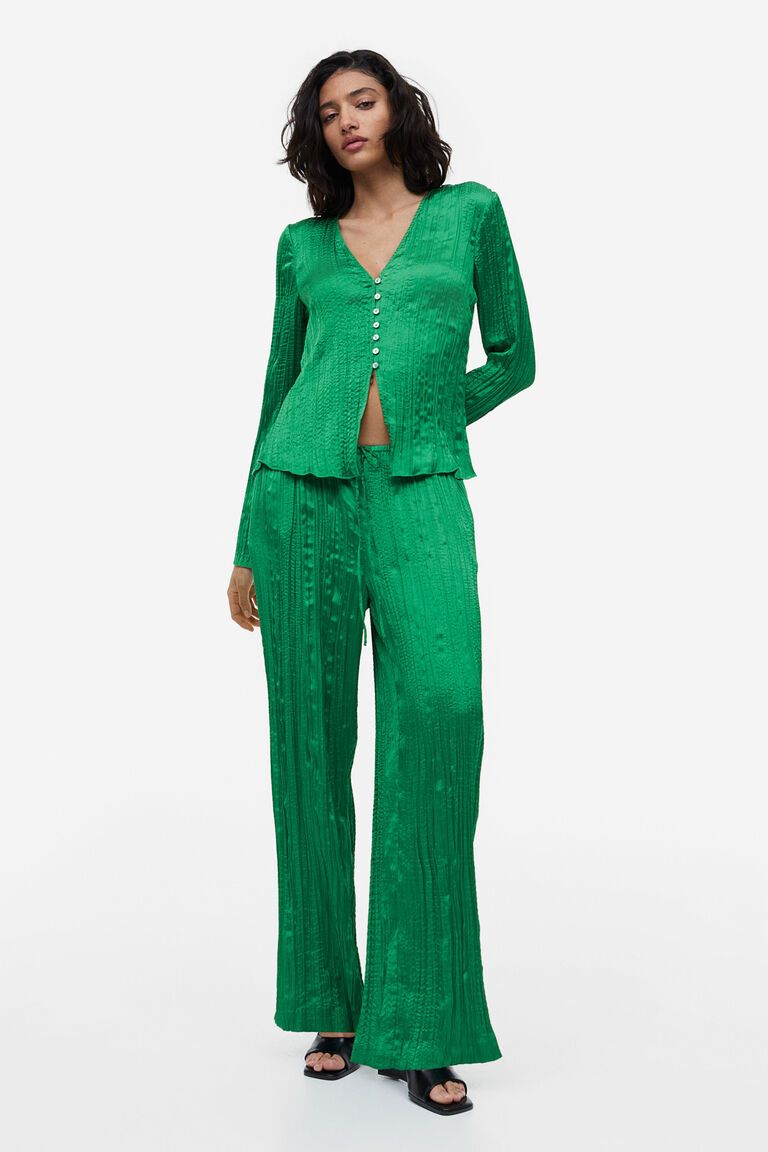 Pleated satin blouse