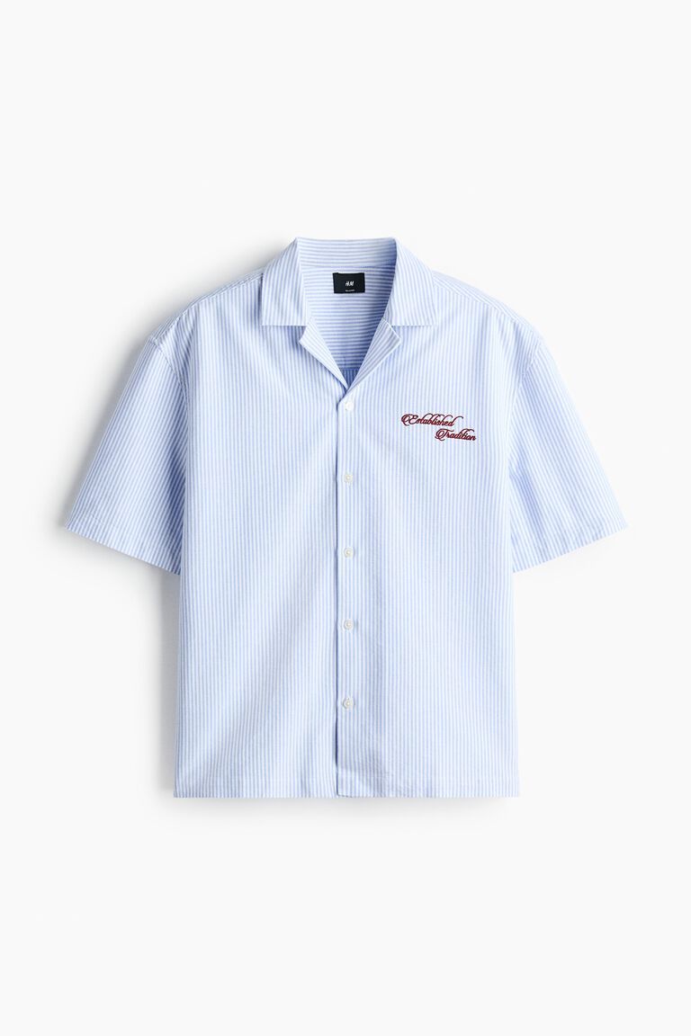 Relaxed Fit Embroidered-motif cotton resort shirt