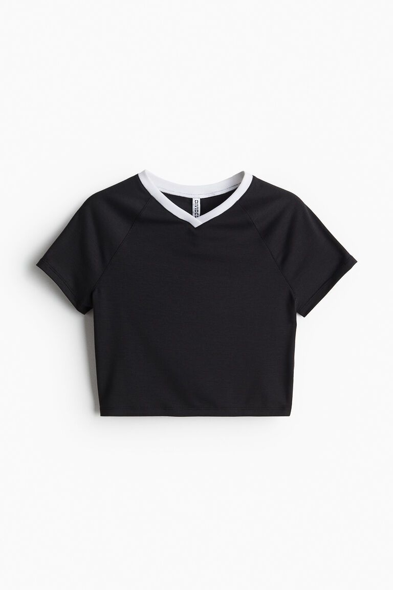 Cropped V-neck T-shirt