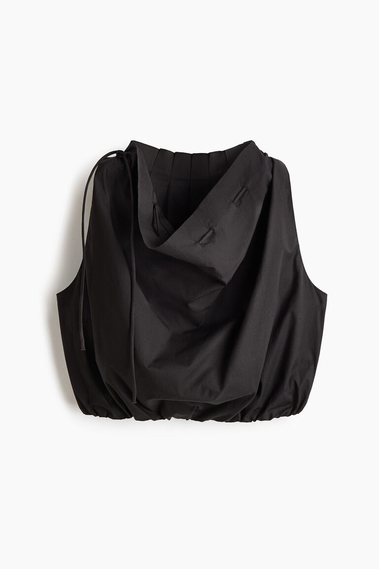 Drawstring-detail poplin top