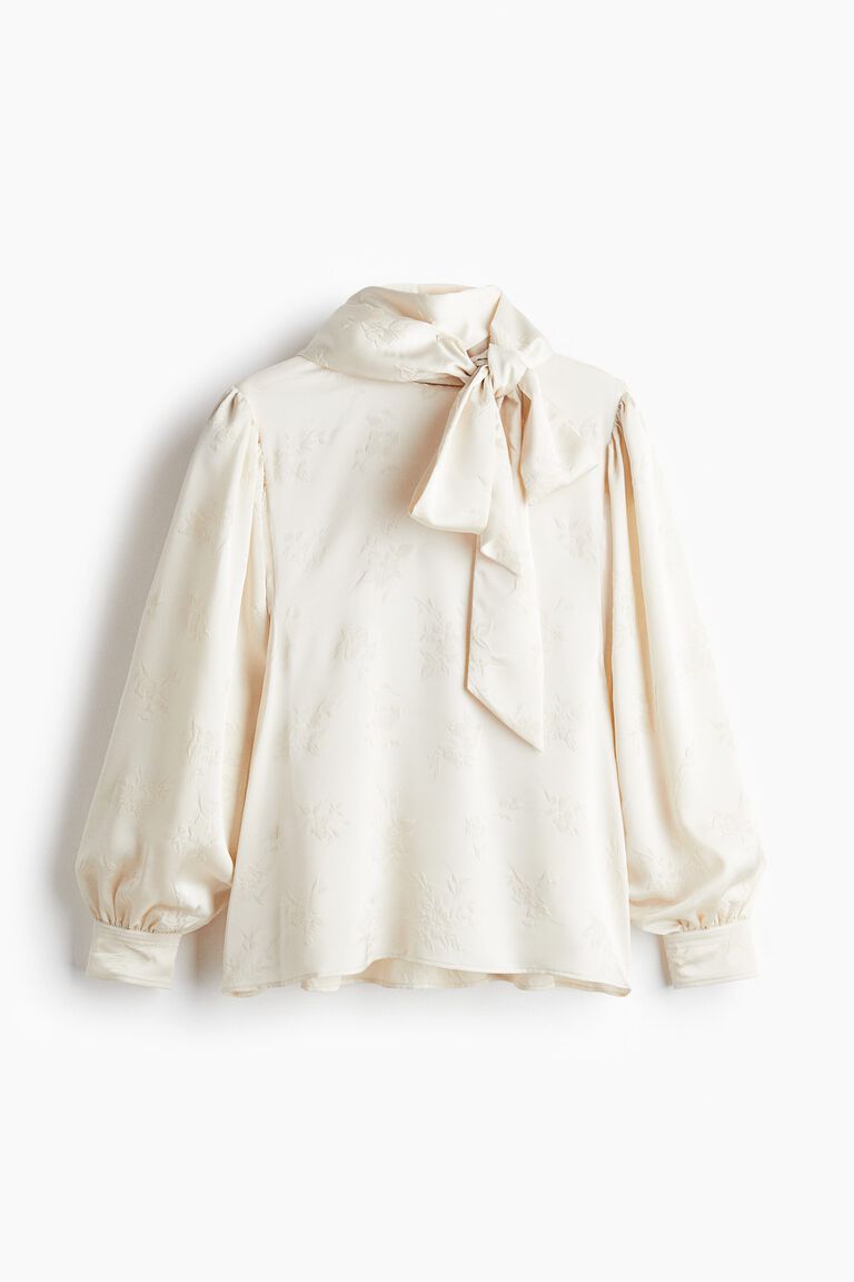 Oversized jacquard-weave blouse