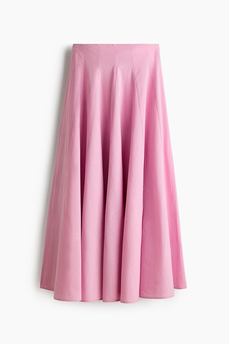 Godet-pleated cotton skirt