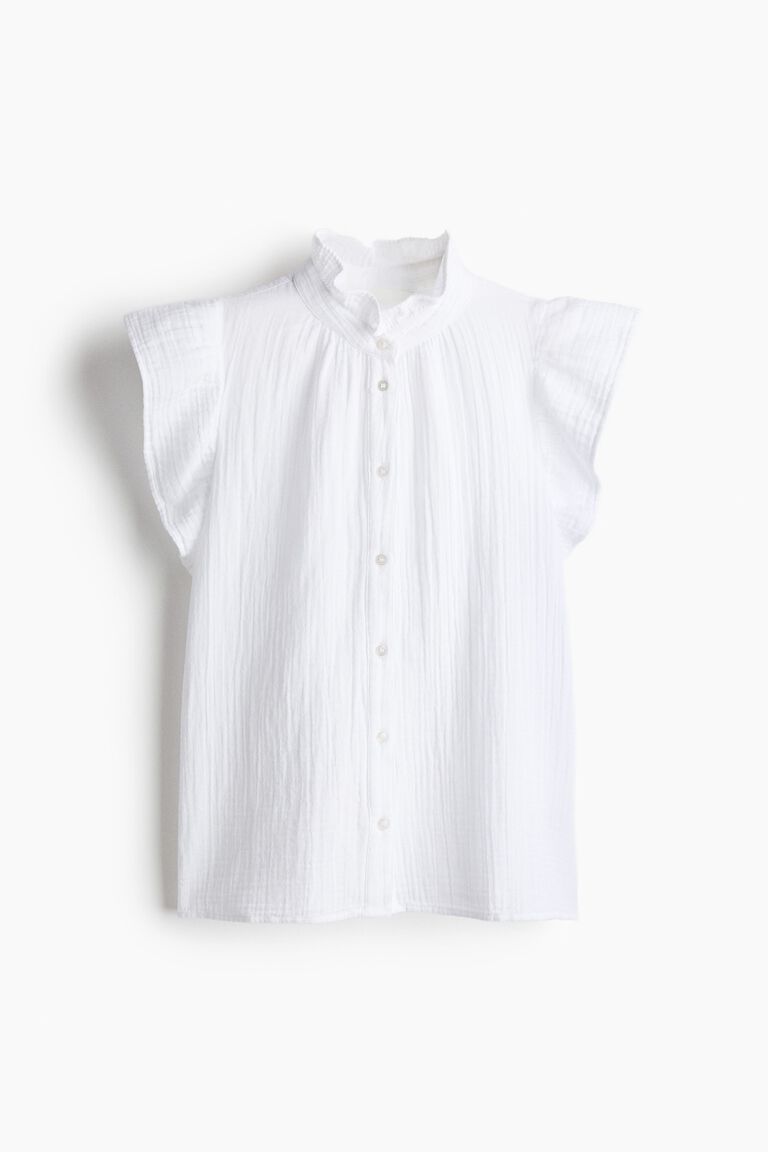 Flutter-sleeved muslin blouse