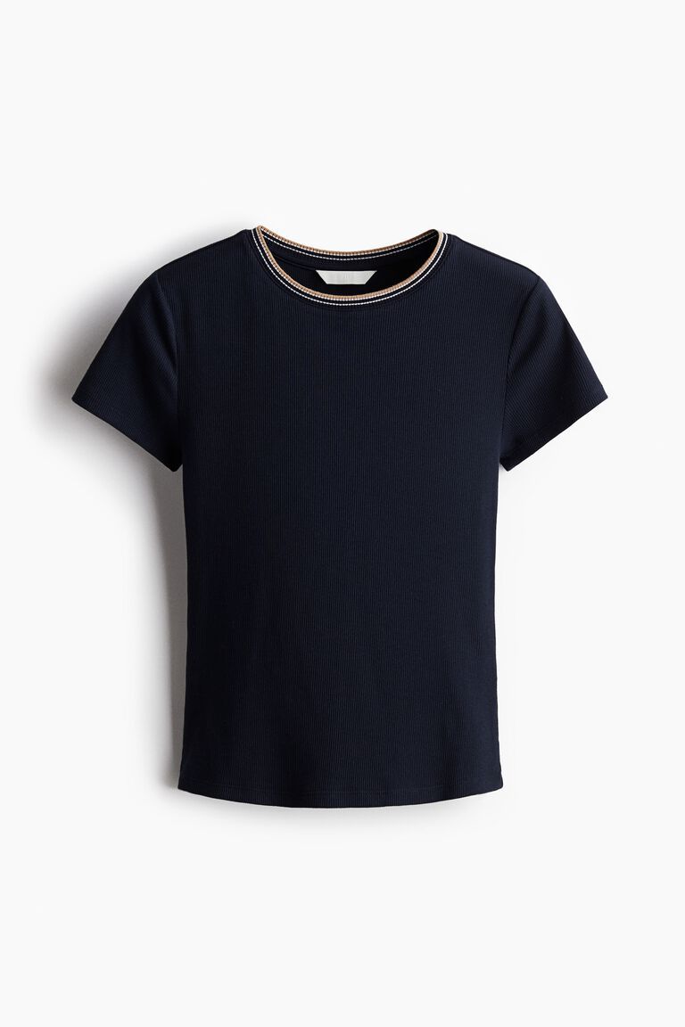 Rib-knit T-shirt