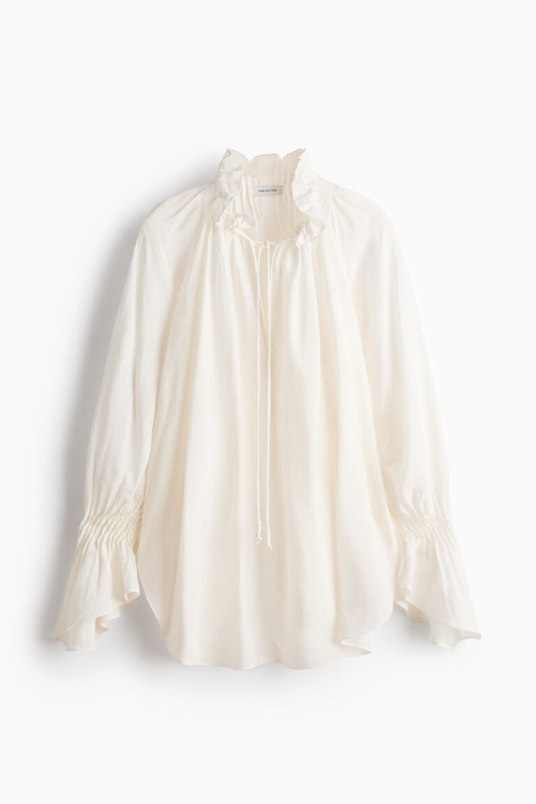 Oversized linen-blend shirt