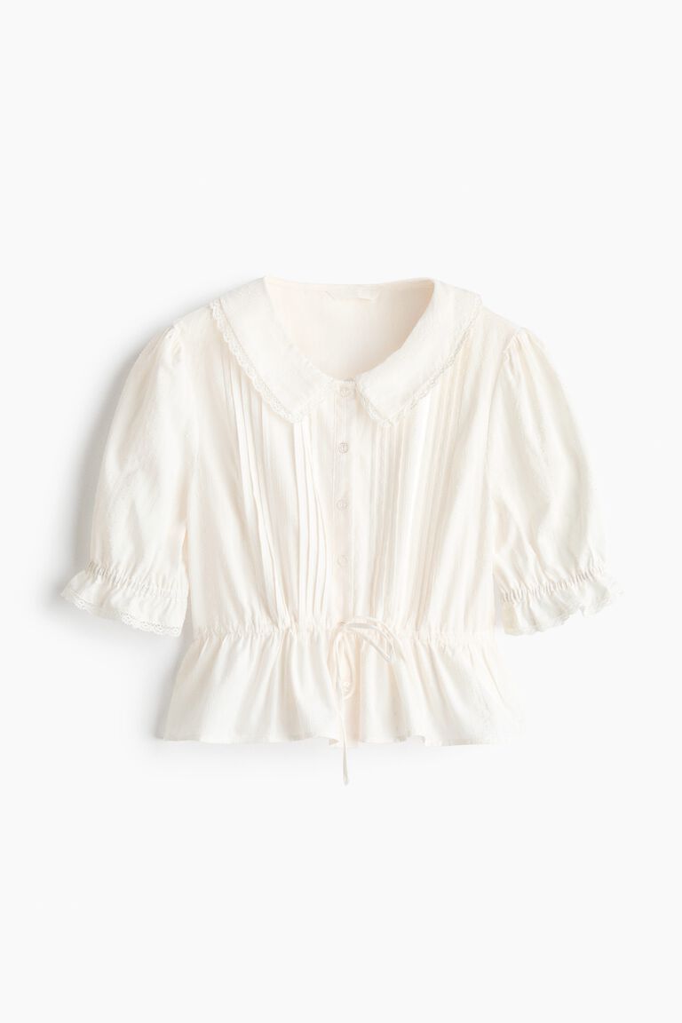 Pintucked peplum blouse