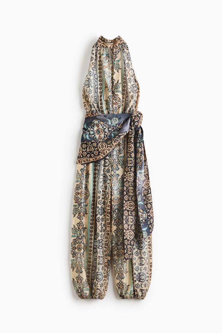 Tie-detail halterneck jumpsuit