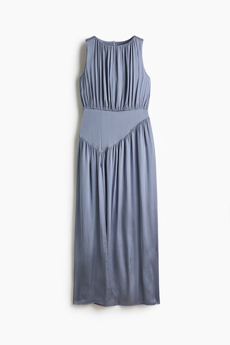Gathered satin dress