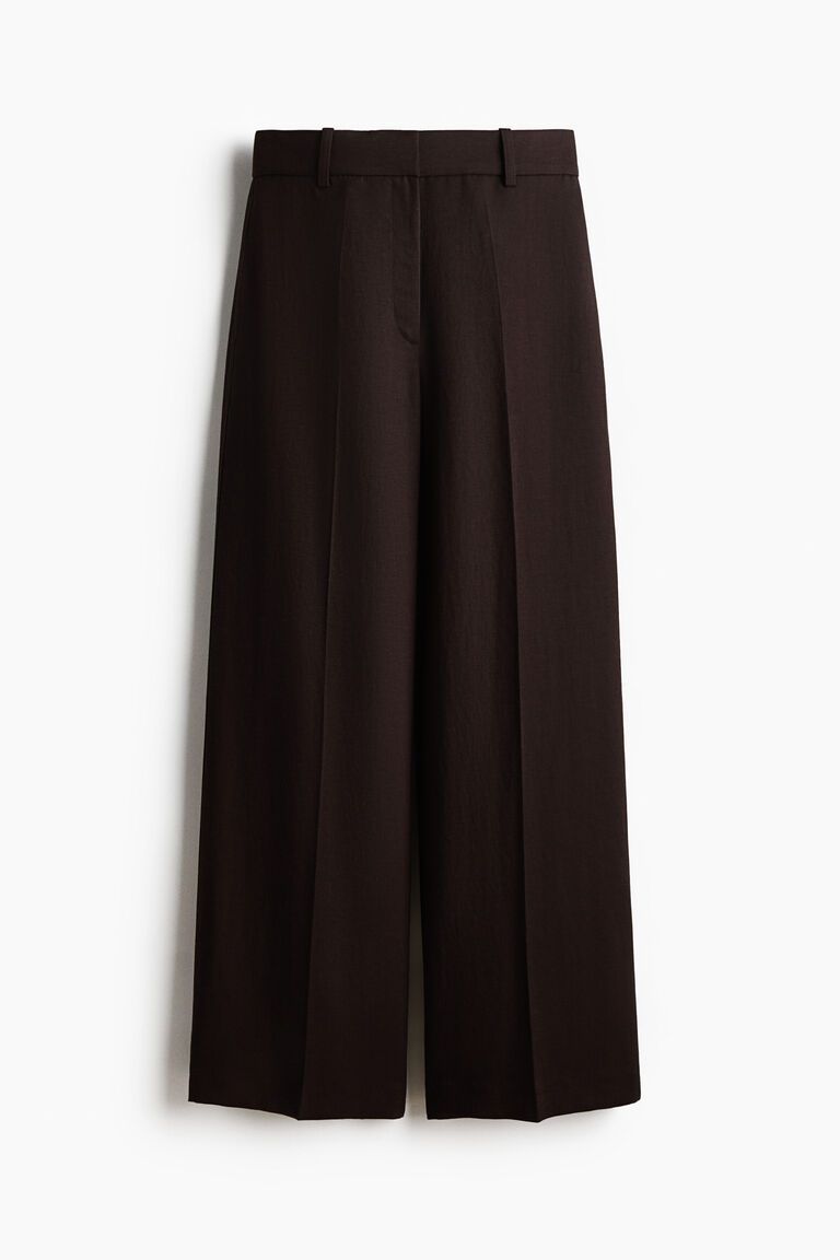 Wide linen-blend trousers