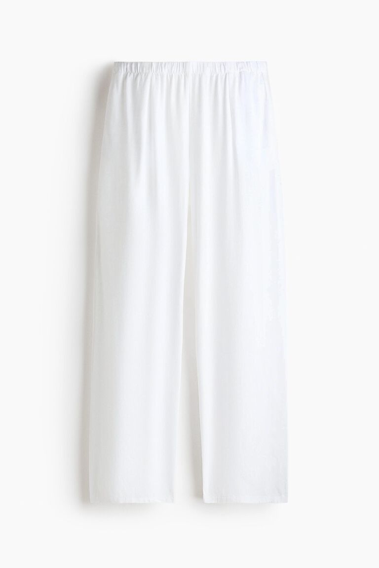 Wide linen-blend trousers