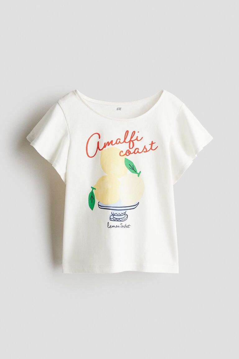Flutter-sleeved cotton top